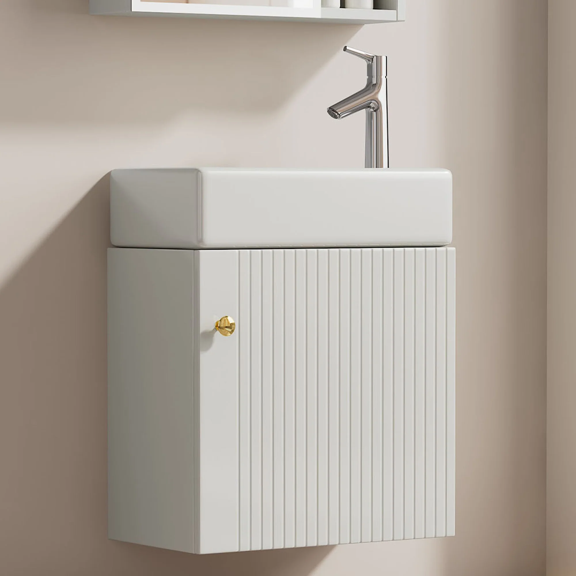Bathroom Furniture Washbasin with 46cm Vanity Unit, Hanging, Small Guest Bathroom - Image 4