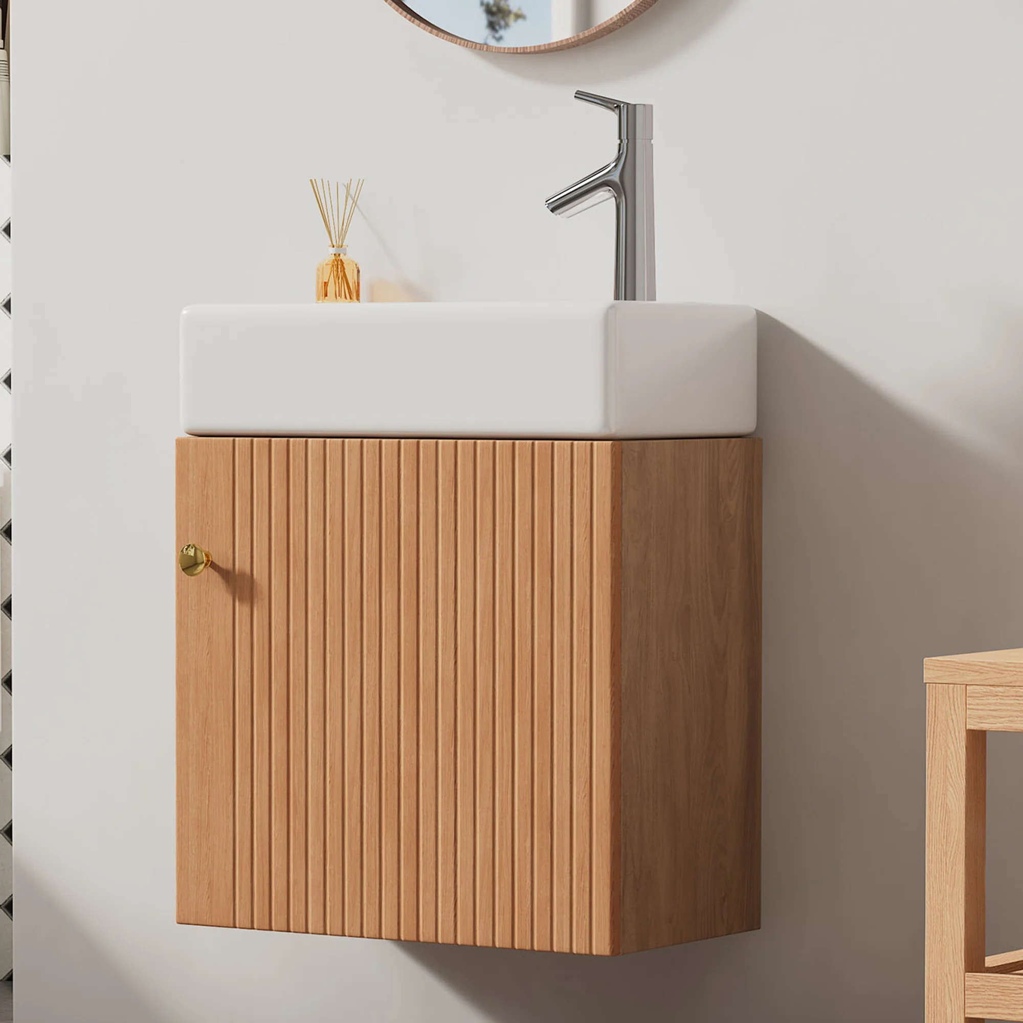 Bathroom furniture washbasin with vanity unit 46 cm, hanging, small guest, in furniture - Image 4