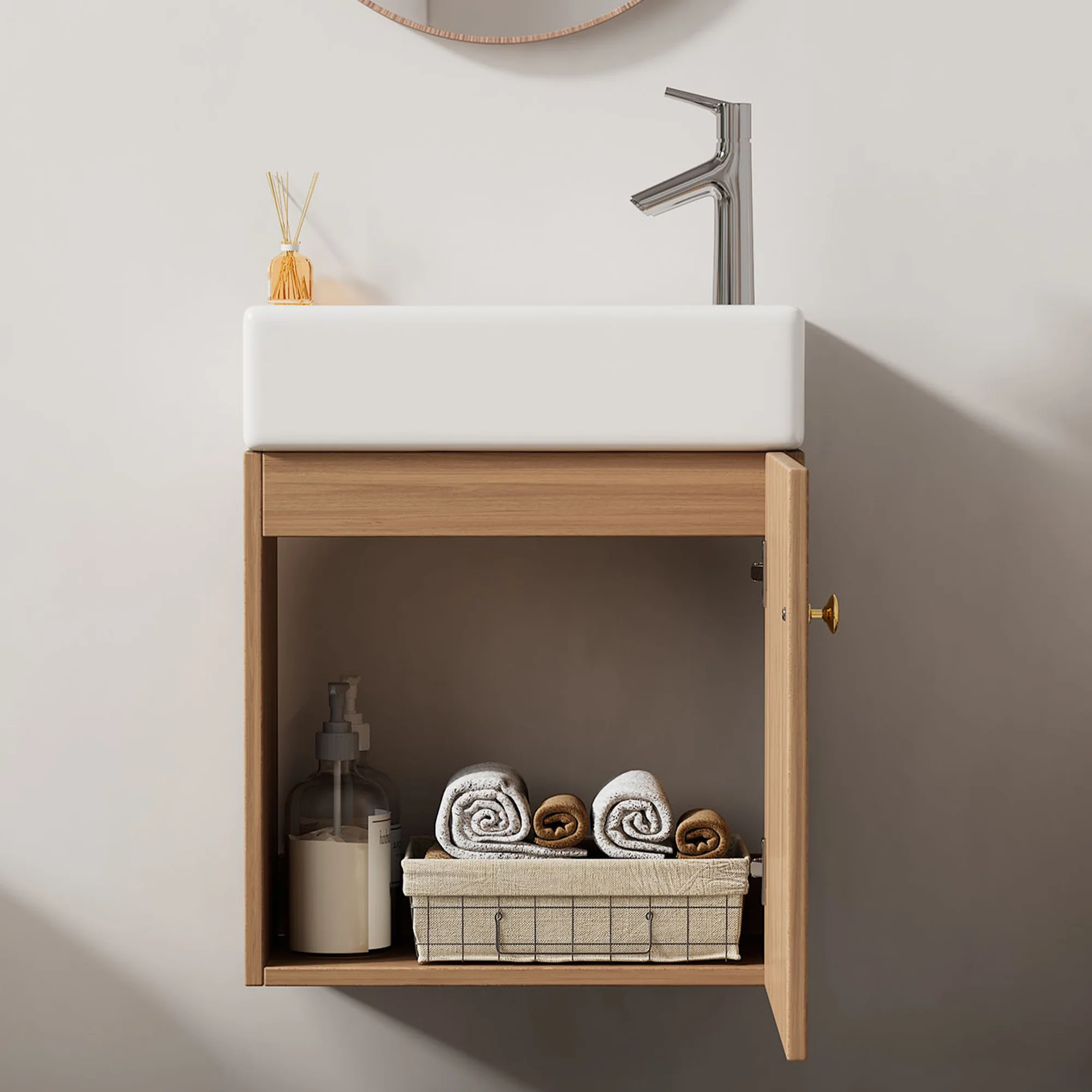 Bathroom furniture washbasin with vanity unit 46 cm, hanging, small guest, in furniture - Image 5