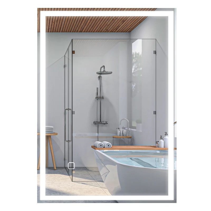 Bathroom Mirror, LED Touch Switch, White - Image 2