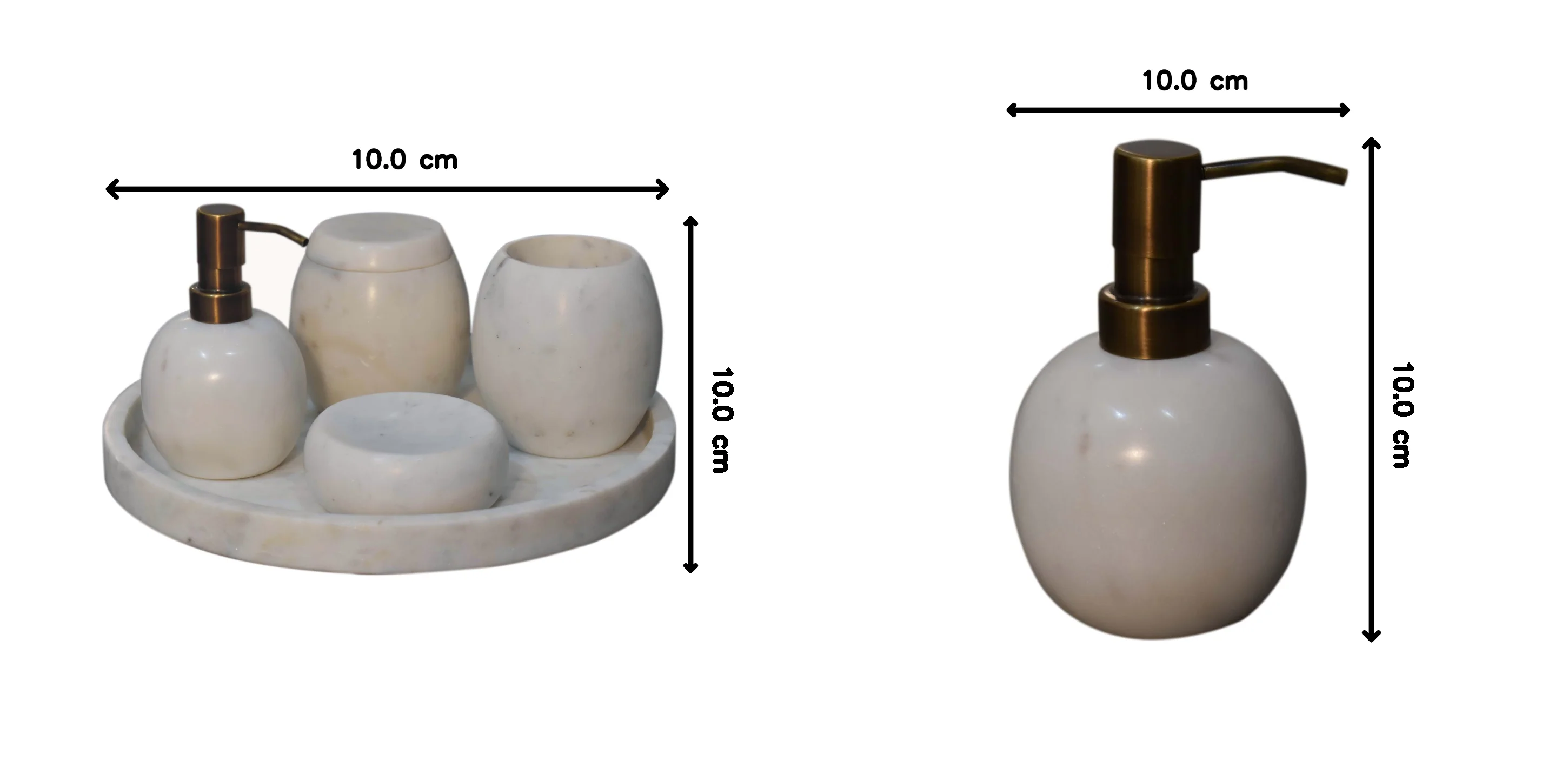 Bathroom Set 5 Piece Accessories White Marble - Image 2
