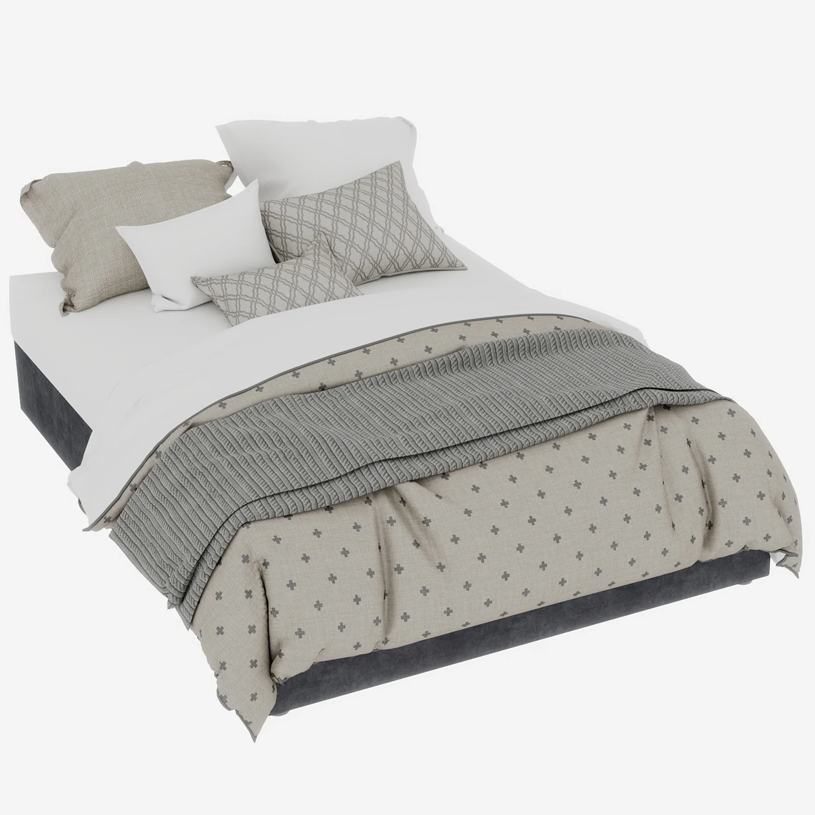 Bed Frame 140x200cm Gas Lift Storage, Grey Dutch Velvet Fabric - Image 4