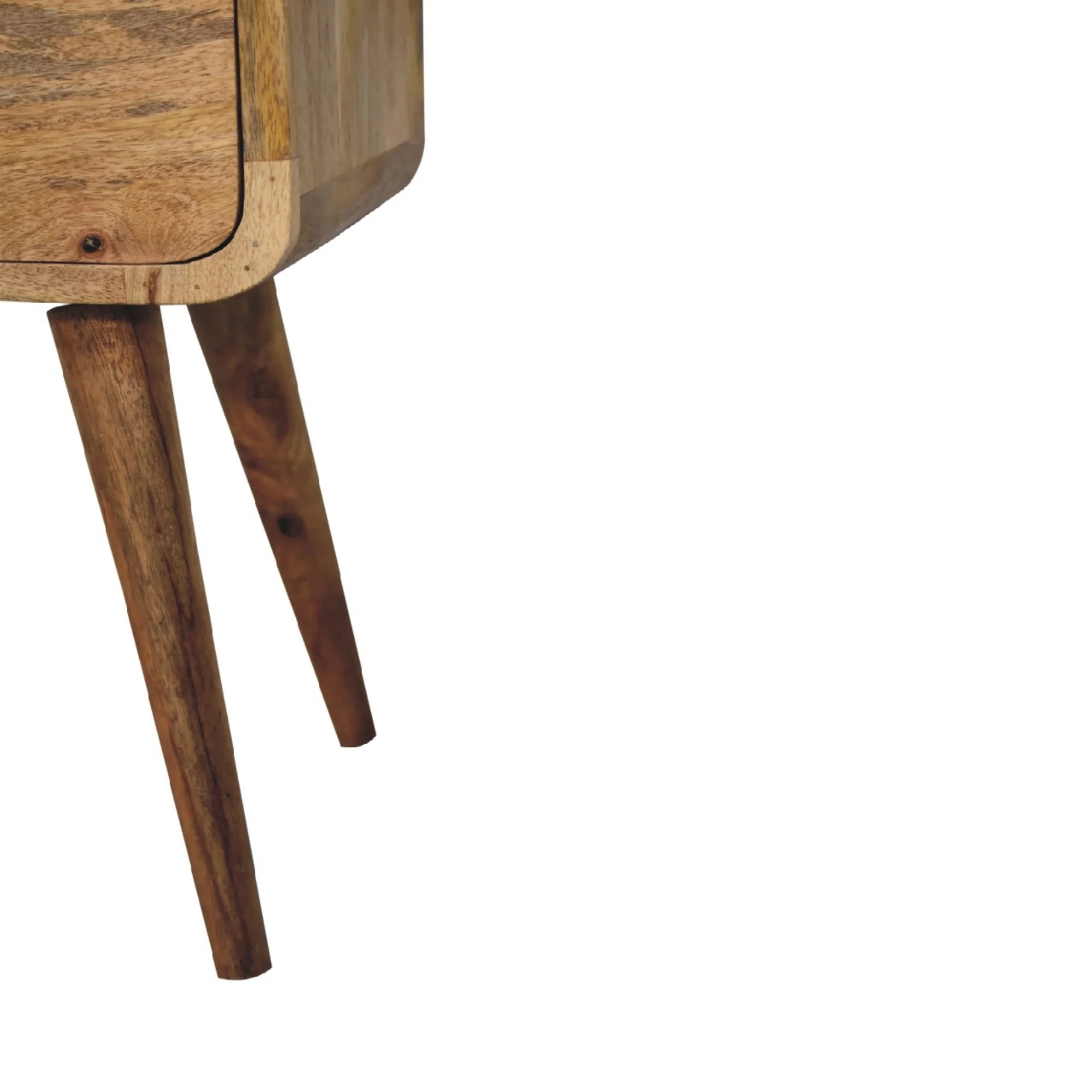 Bedside Mini Curved, 2 Drawers, Solid Wood Oak-ish - Image 5