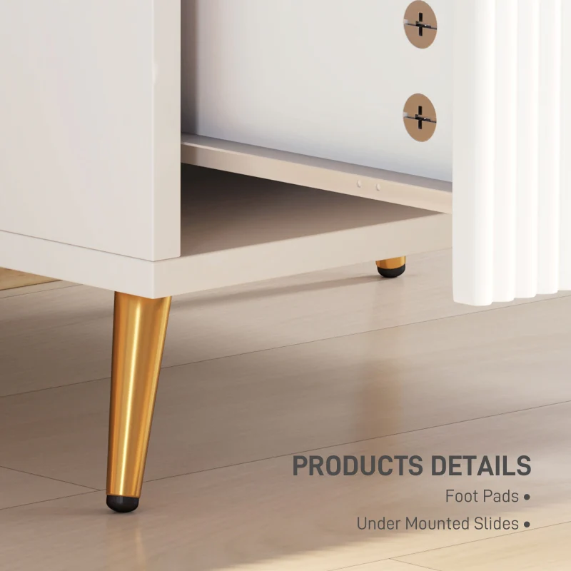 Bedside Table, Elegant Two-Drawer, White - Image 7