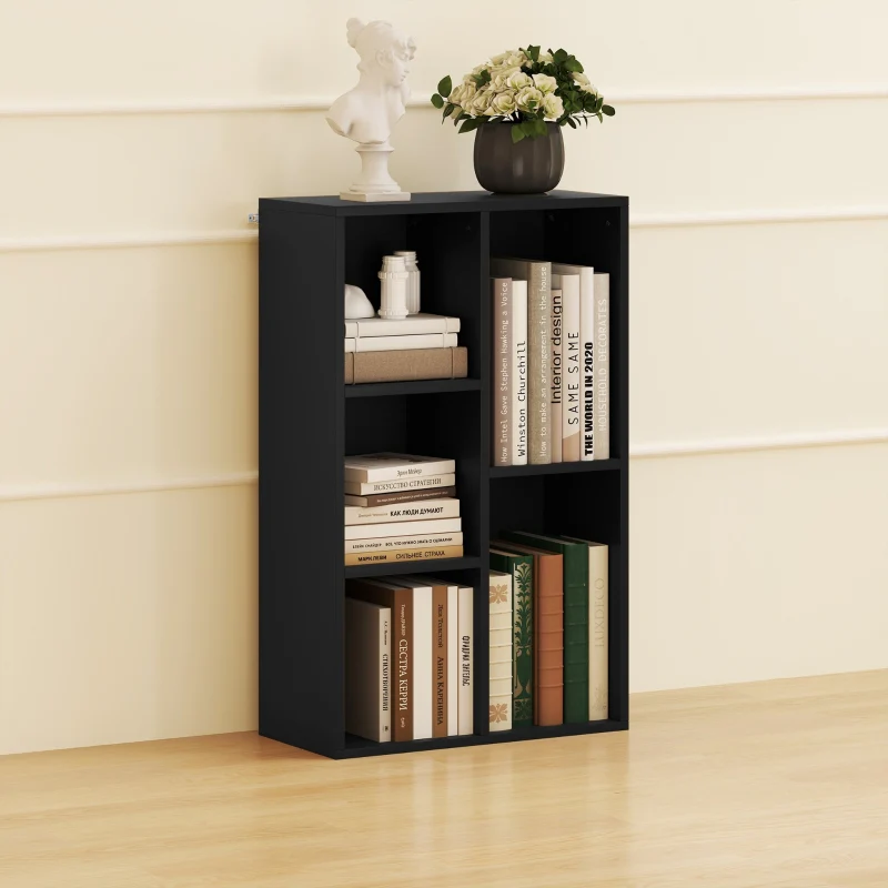 Bookshelf 2-Tier 5 Compartments Black - Image 7