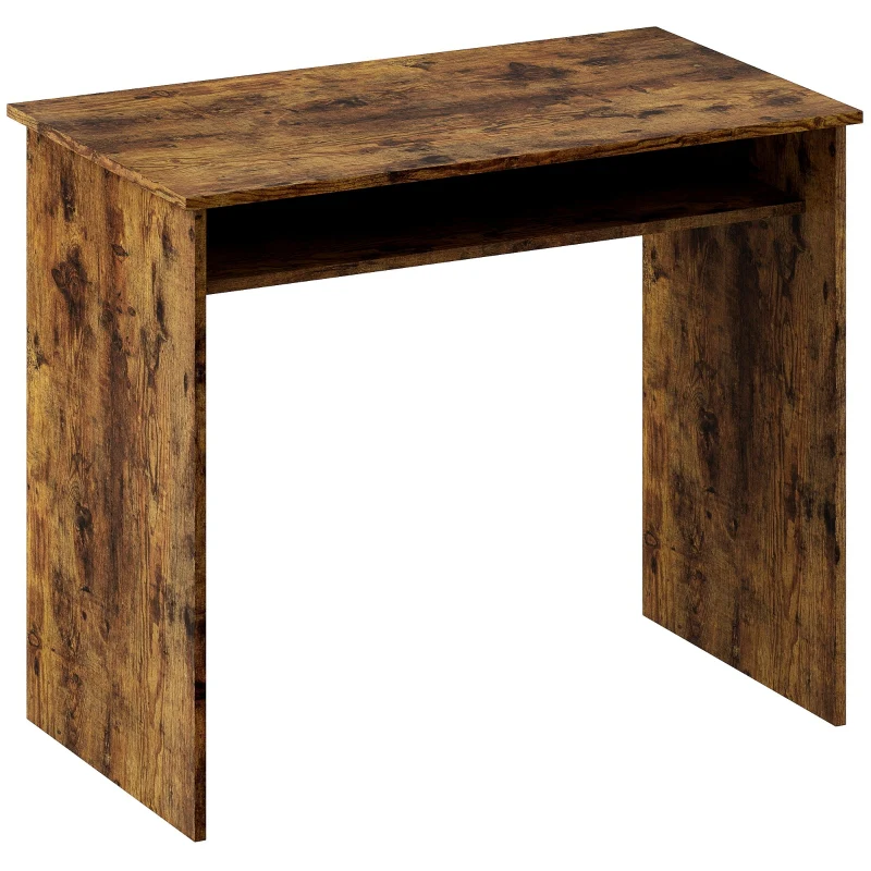 Boxy Work Desk with Shelf - Wood-Effect - Image 2