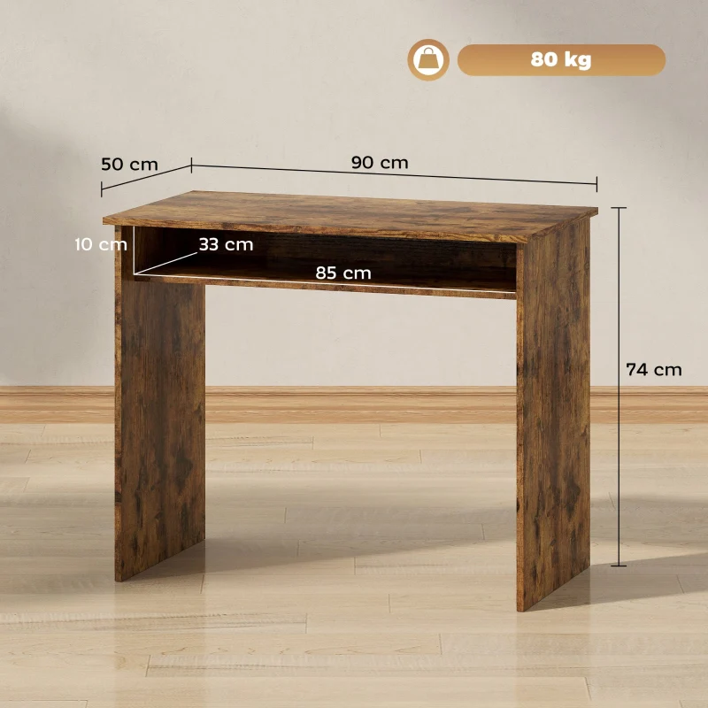 Boxy Work Desk with Shelf - Wood-Effect - Image 3