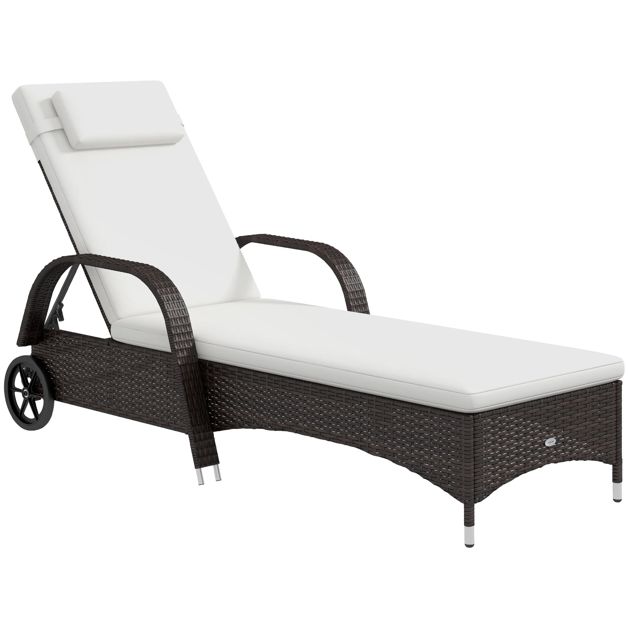 Brown Rattan Sun Lounger Adjustable Steel Frame, Rattan/Steel - Image 2