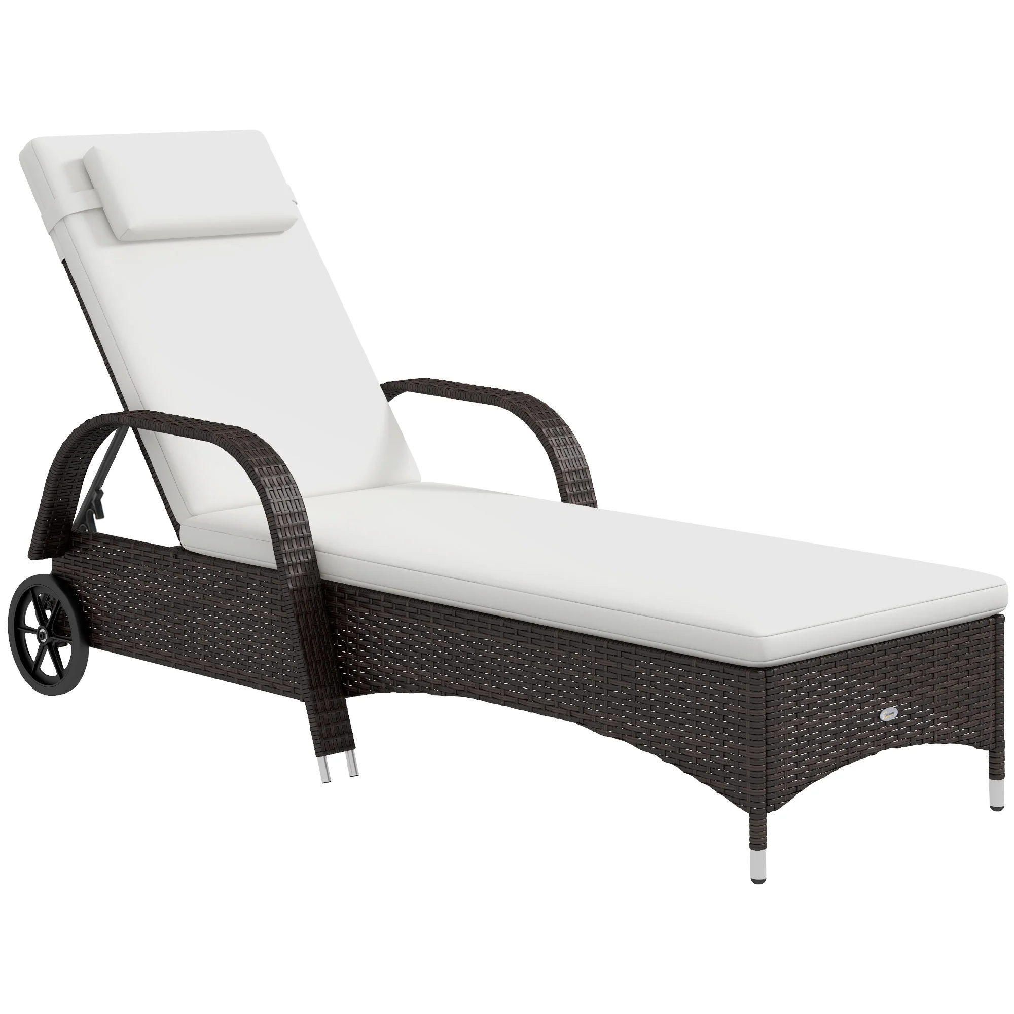 Brown Rattan Sun Lounger Adjustable Steel Frame, Rattan/Steel - Image 4