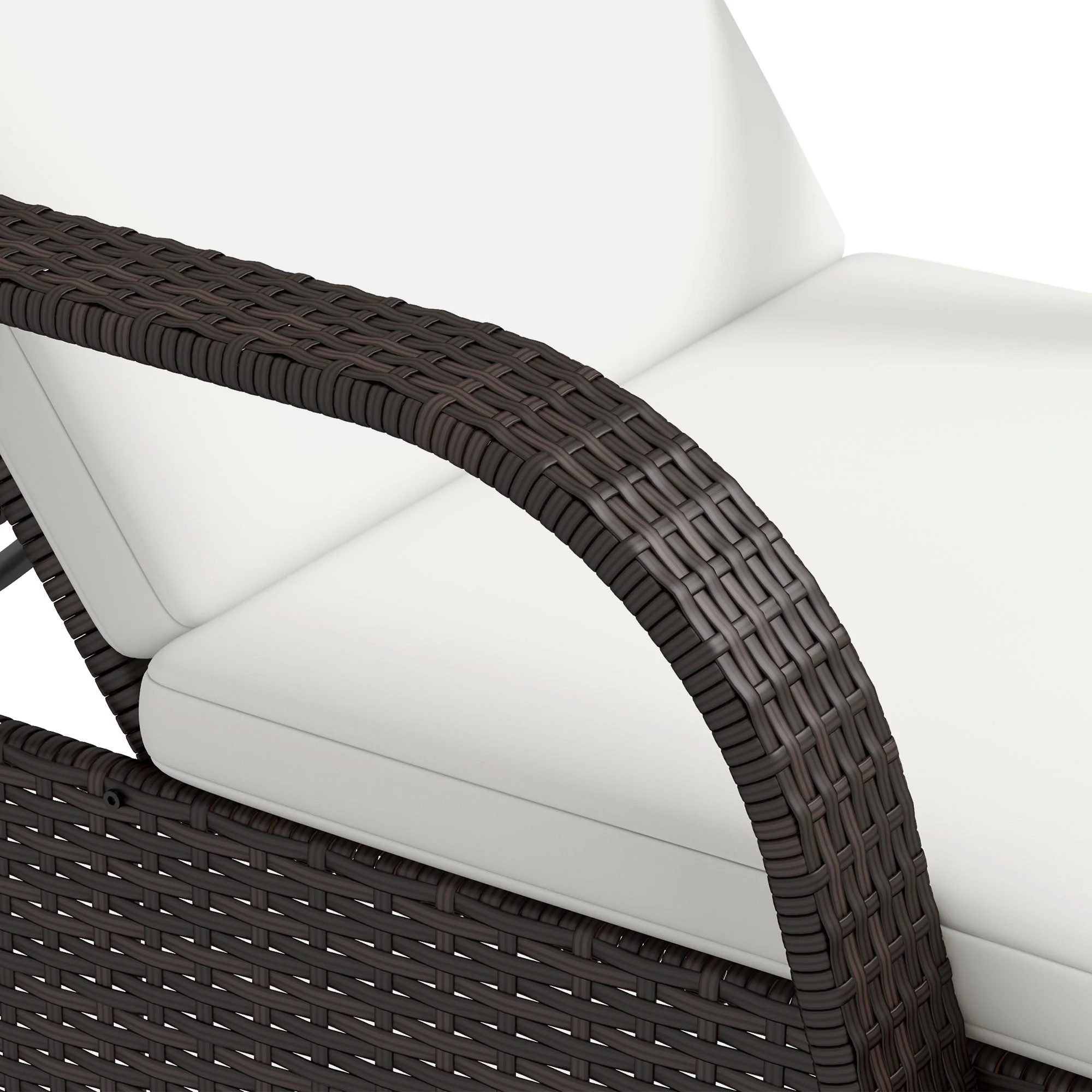 Brown Rattan Sun Lounger Adjustable Steel Frame, Rattan/Steel - Image 8