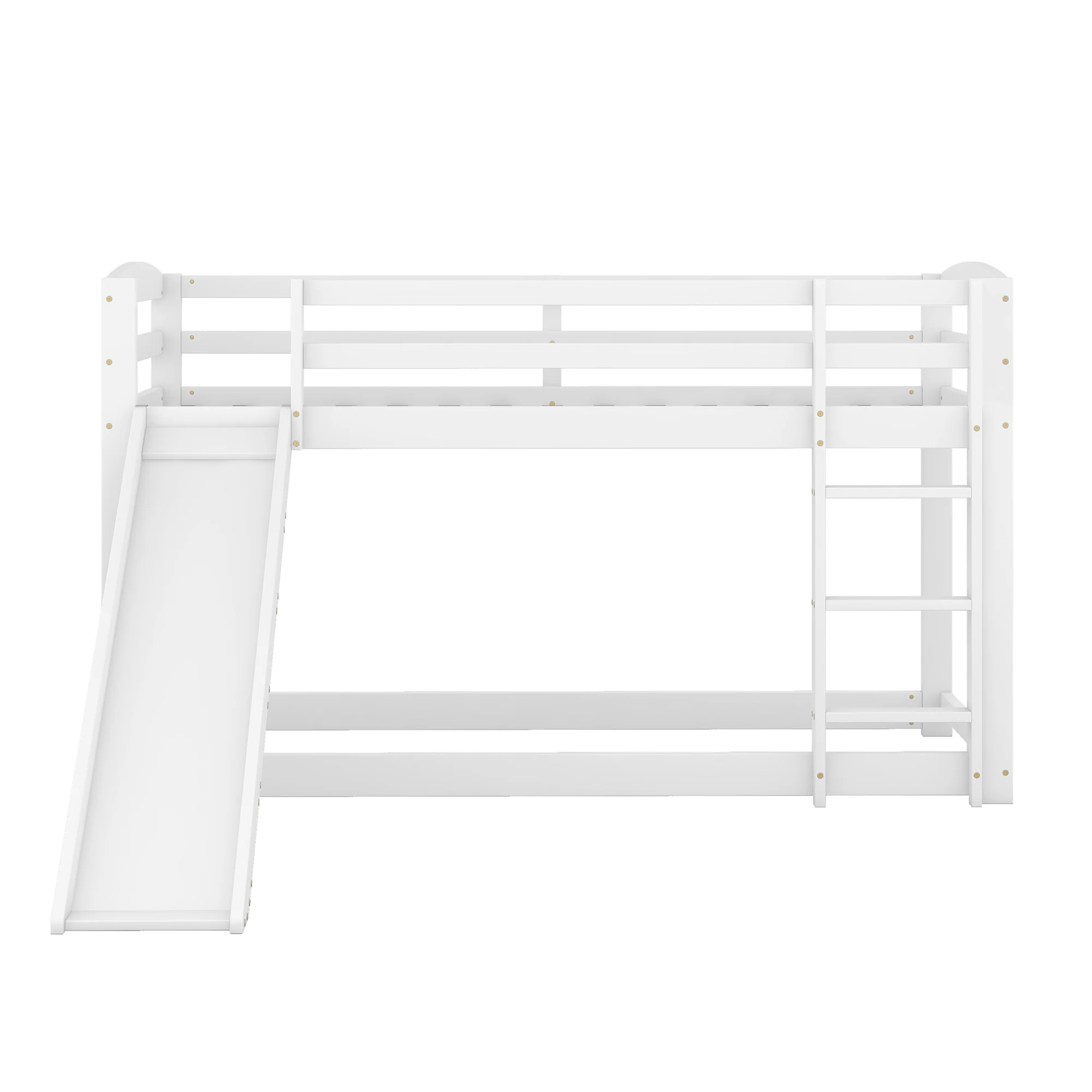 Bunk Bed 90x200cm with Slide, Solid Wood Frame for Kids & Teens, White - Image 10