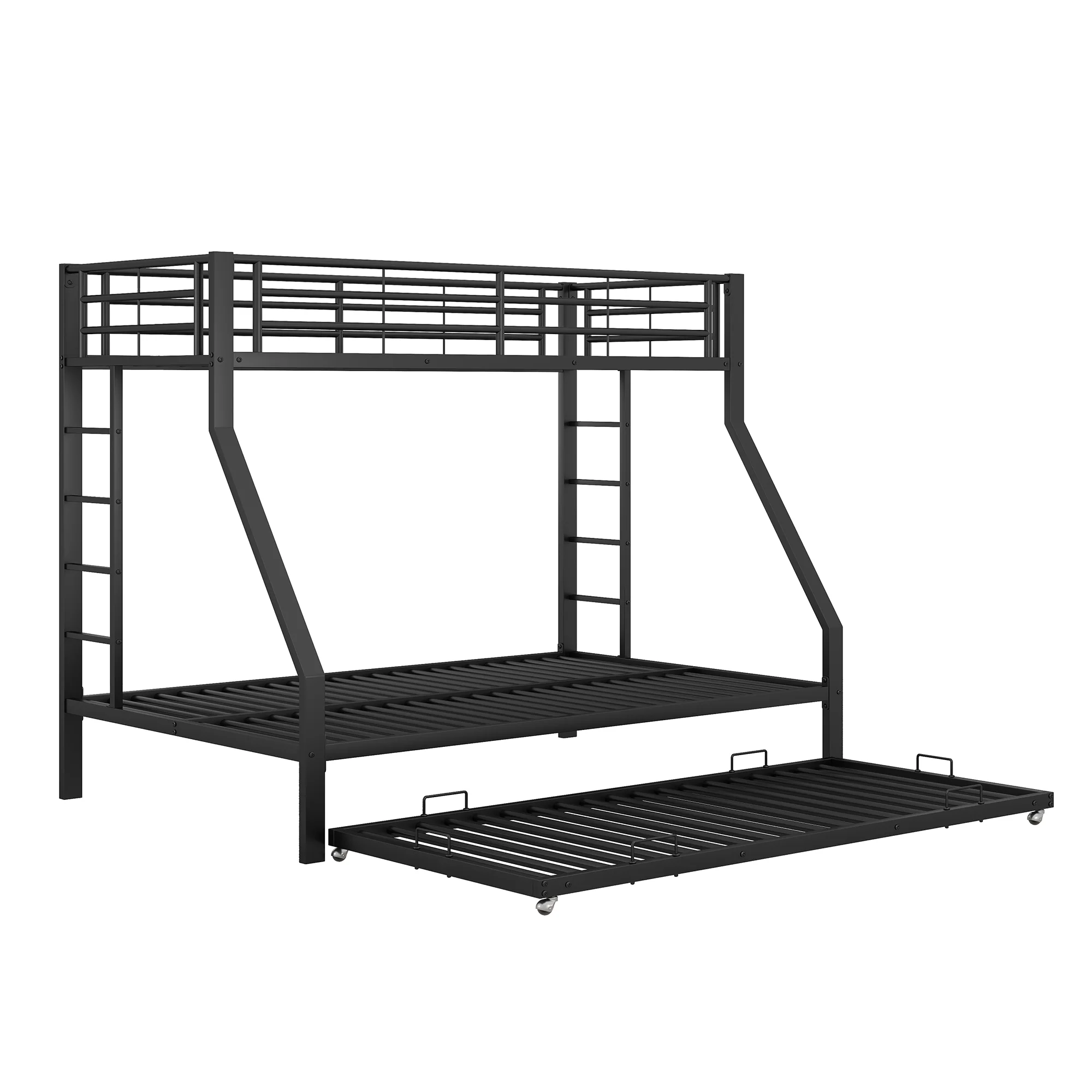 Bunk Bed Metal Pull-out Bed Ladder 90(140)x200cm - Black - Image 10