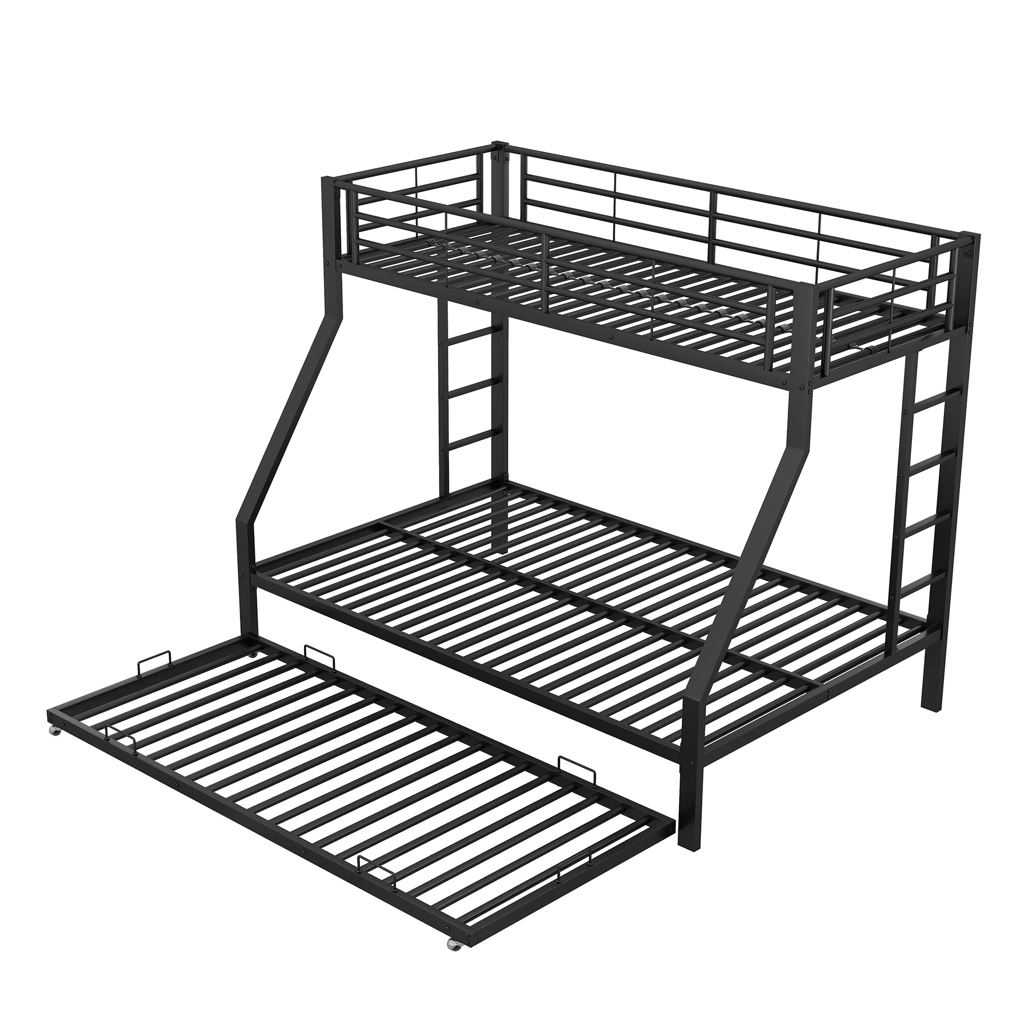 Bunk Bed Metal Pull-out Bed Ladder 90(140)x200cm - Black - Image 8