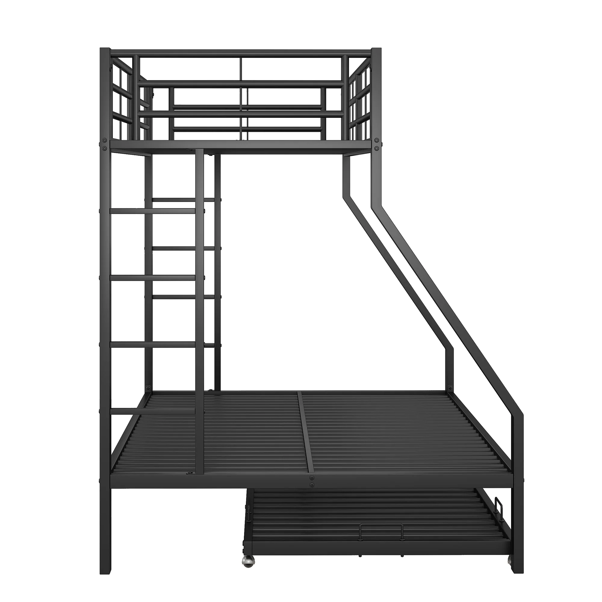 Bunk Bed Metal Pull-out Bed Ladder 90(140)x200cm - Black - Image 9