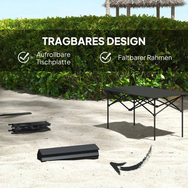 camping table folding roll-up 2-person aluminum black - Image 4