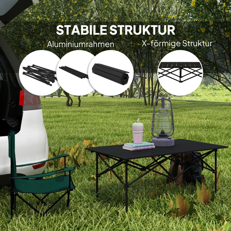 camping table folding roll-up 2-person aluminum black - Image 5