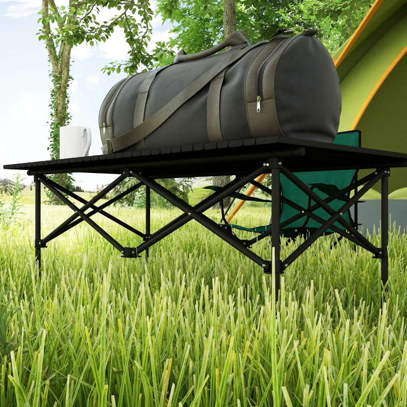 camping table folding roll-up 2-person aluminum black - Image 8
