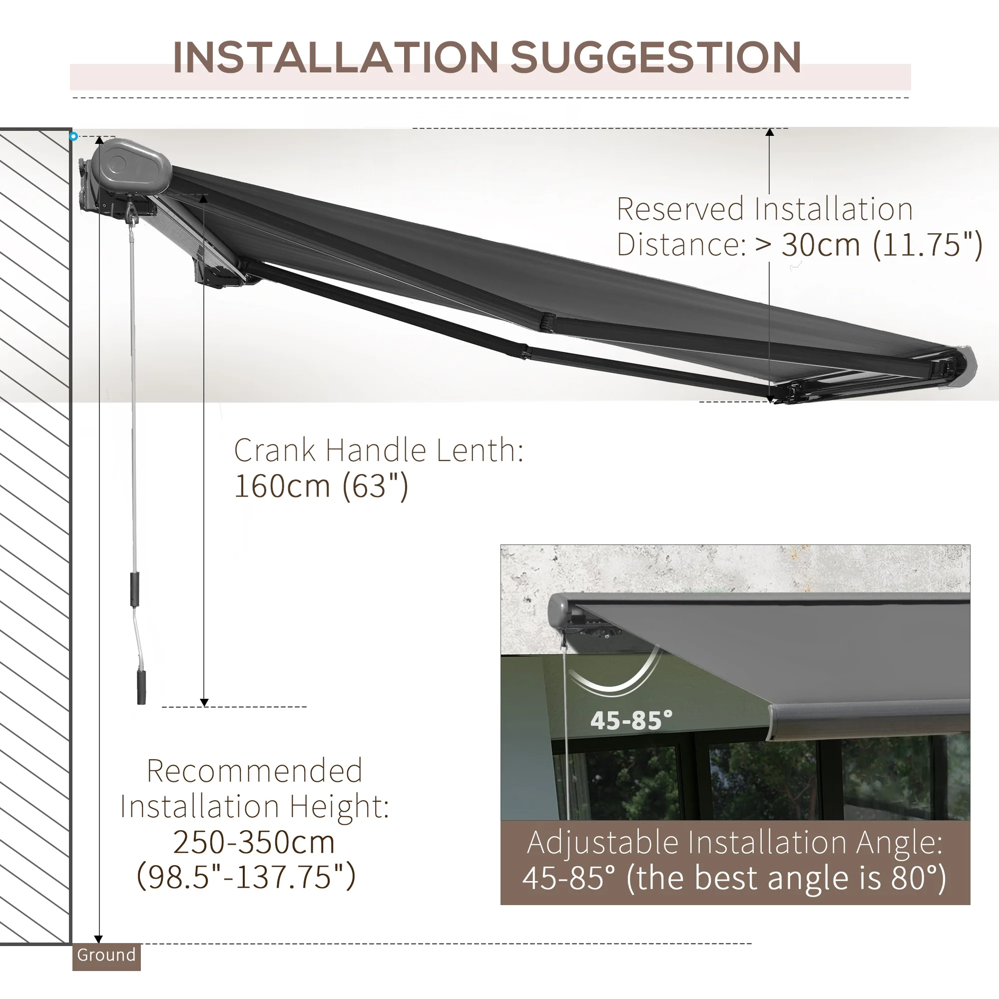 Cassette Awning Electric Manual Retractable Door Window Canopy, Polyester/Aluminum Frame - Image 7