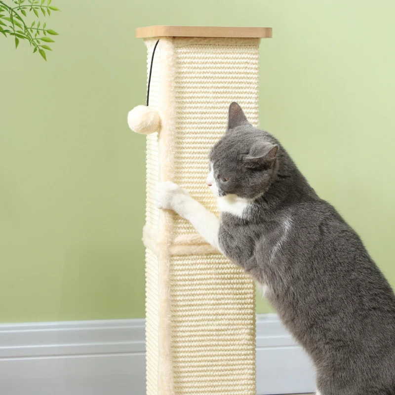Cat Scratching Post 3-in-1, 67cm w/ Track Ball Toy, Oak Tone - Image 7