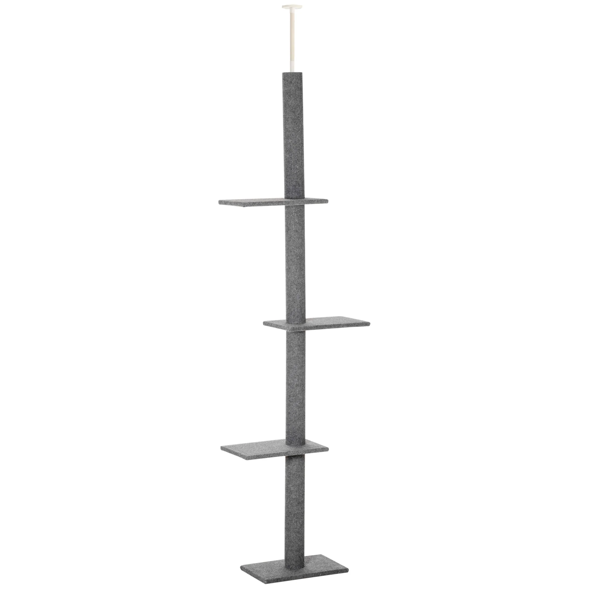 Cat Tree, Height-Adjustable Ceiling-High Climbing, Gray