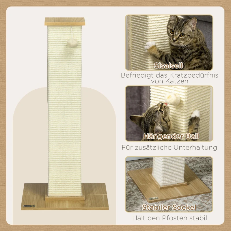 Cat Tree with Toys, 80 cm, Beige + Natural - Image 4