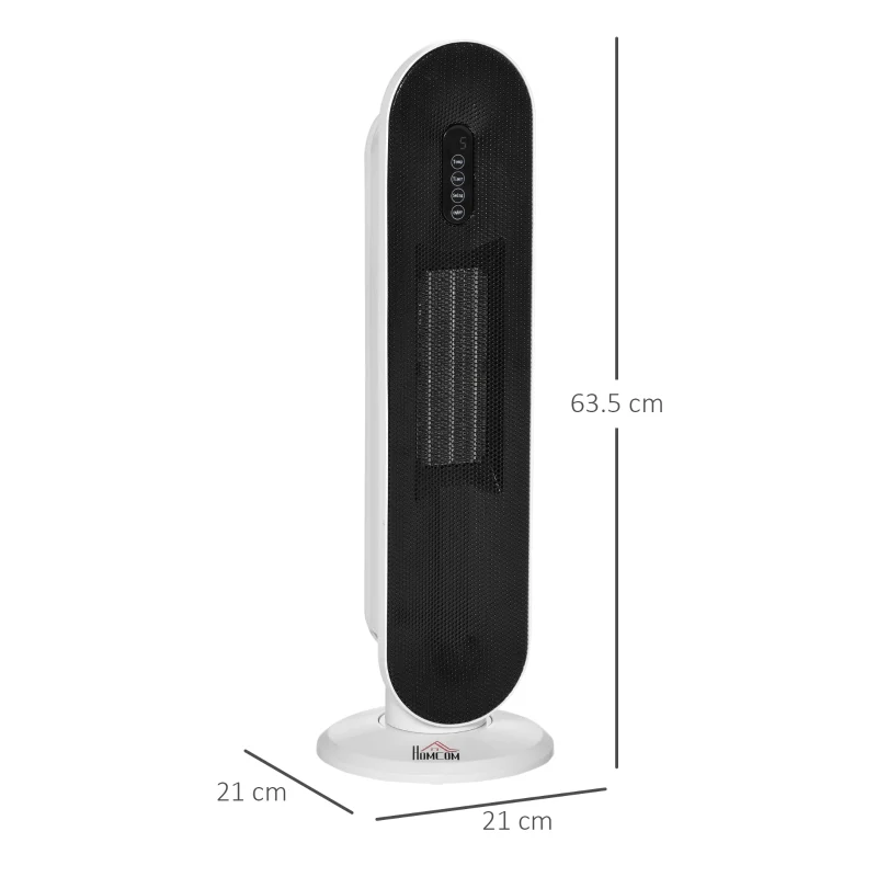 Ceramic Space Heater, Tower 2 Heat Oscillation Remote Control 1200W/2000W, White - Image 3