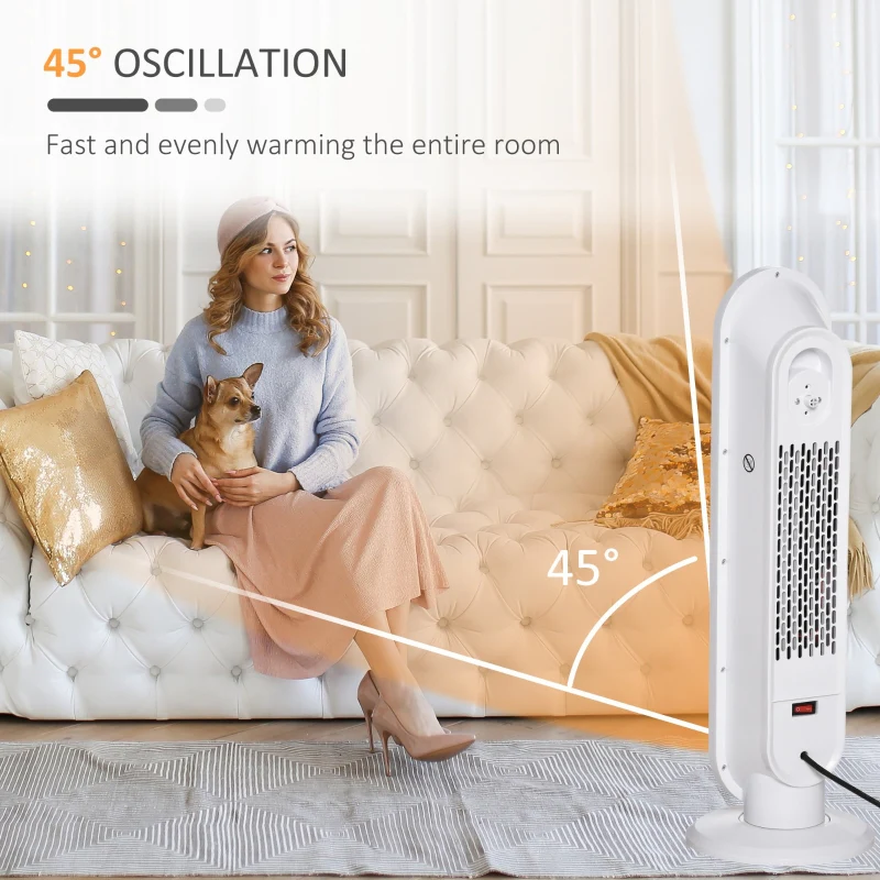 Ceramic Space Heater, Tower 2 Heat Oscillation Remote Control 1200W/2000W, White - Image 7