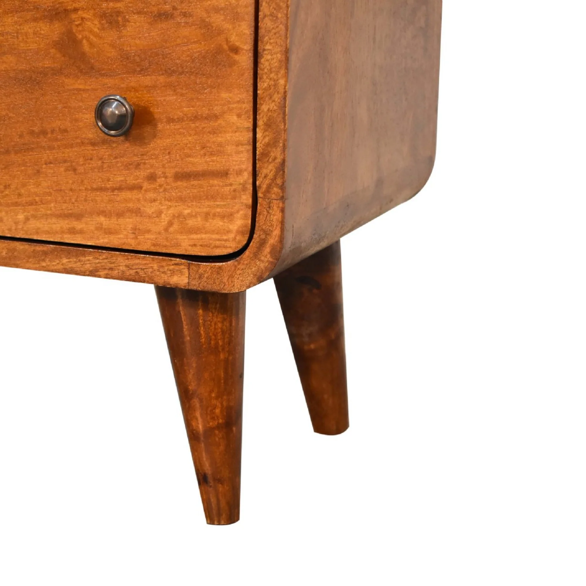 Chest, Mini Curved 3 Drawer Solid Wood Dark Brown - Image 4