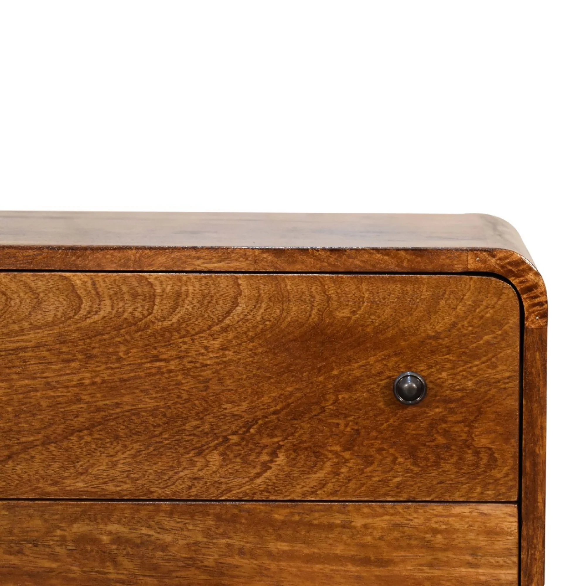 Chest, Mini Curved 3 Drawer Solid Wood Dark Brown - Image 7