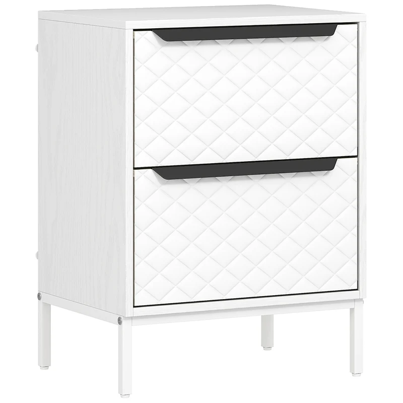 Chest of Drawers Dresser with 2 Fabric Drawers Aluminium Handles White - Image 2
