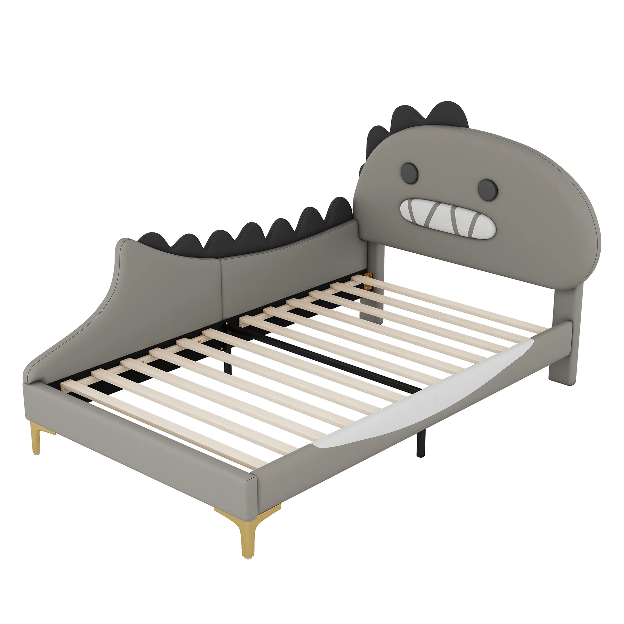Children's Bed 90x200cm Dinosaur Shape Flat Bed - PU Grey - Image 10