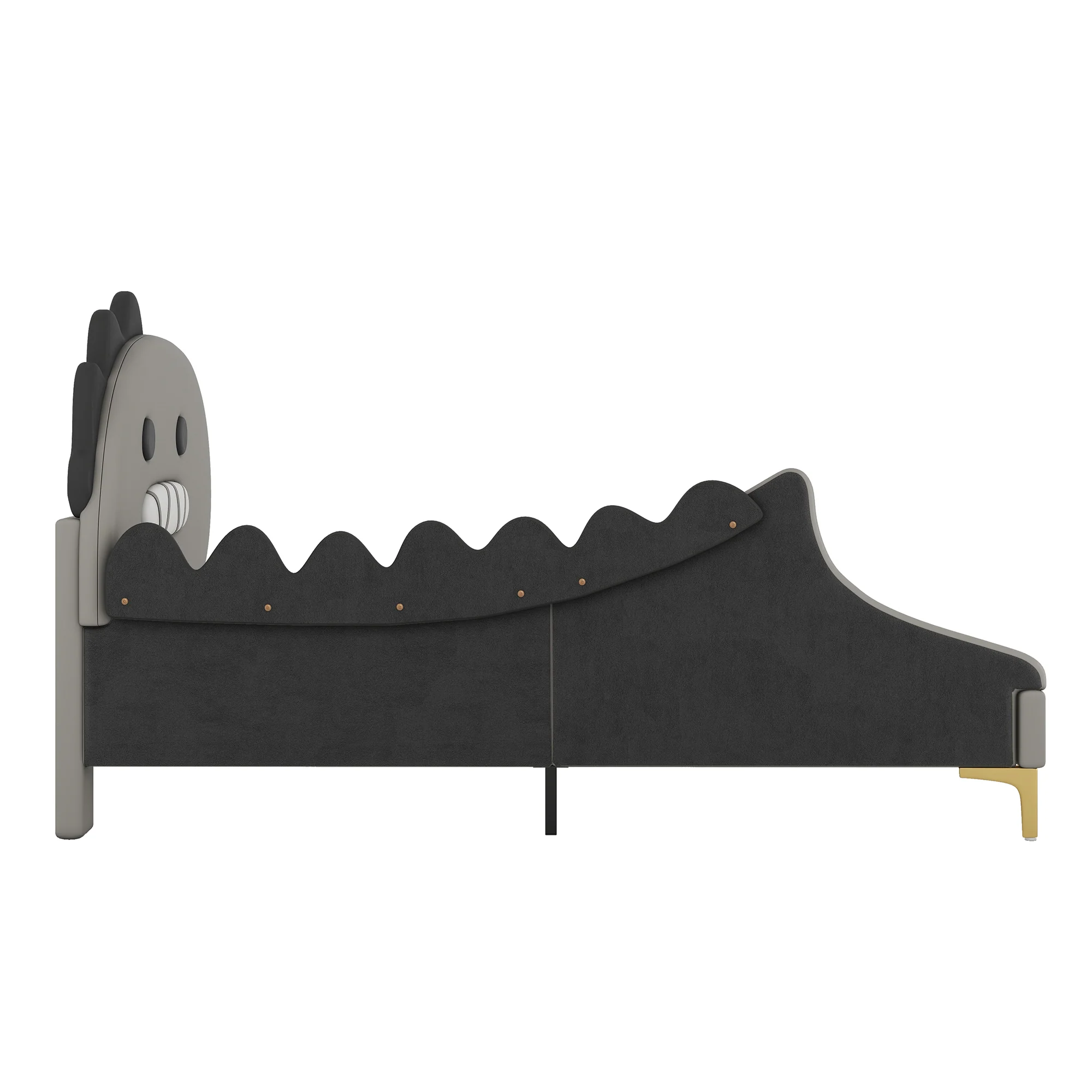 Children's Bed 90x200cm Dinosaur Shape Flat Bed - PU Grey - Image 8