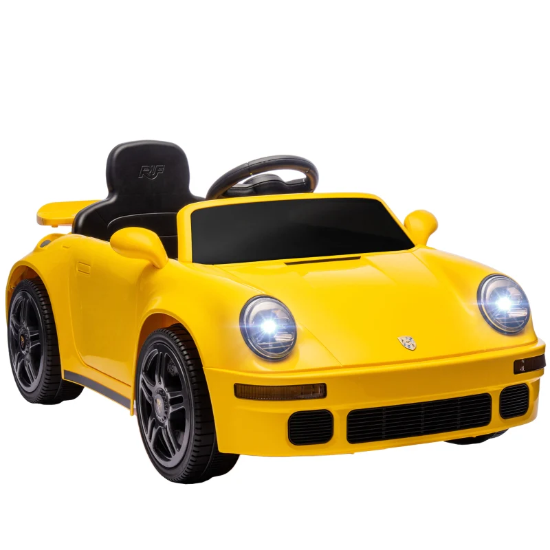 Children's Electric Car with Remote Control, MP3 Player and LED Lights, Yellow - Image 2