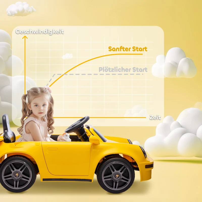 Children's Electric Car with Remote Control, MP3 Player and LED Lights, Yellow - Image 5