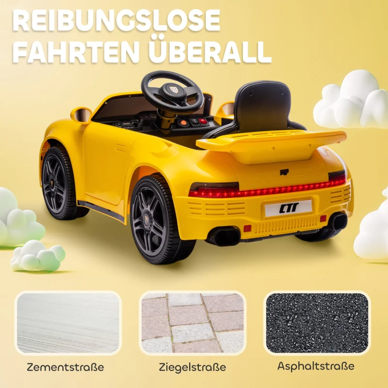 Children's Electric Car with Remote Control, MP3 Player and LED Lights, Yellow - Image 6