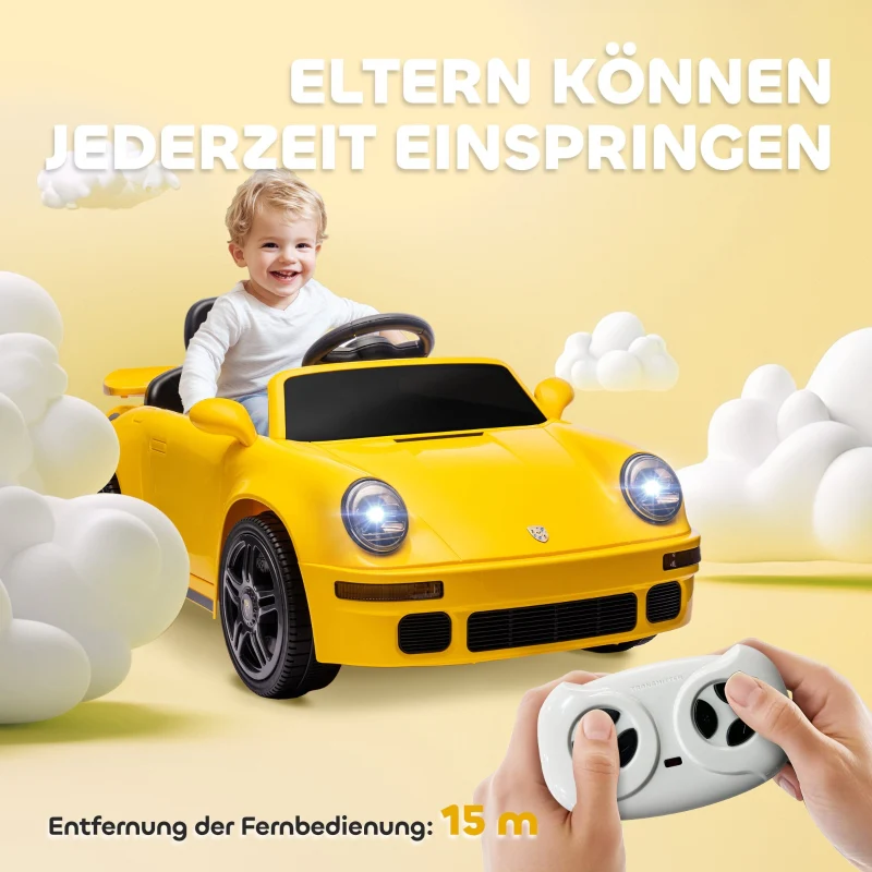 Children's Electric Car with Remote Control, MP3 Player and LED Lights, Yellow - Image 7