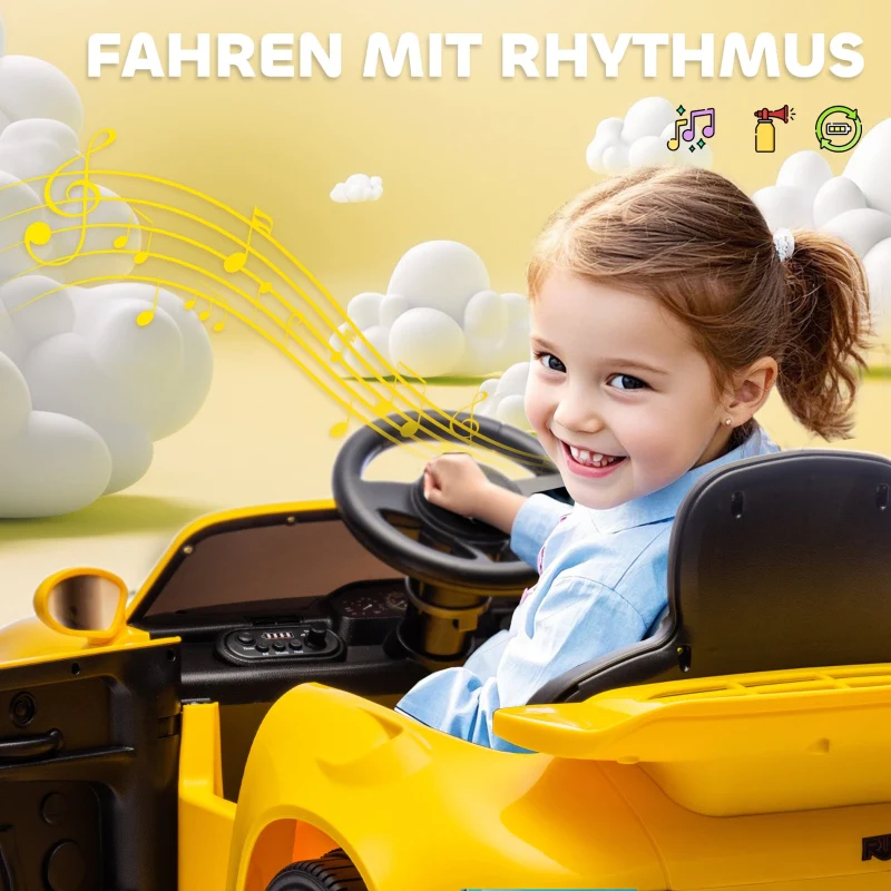 Children's Electric Car with Remote Control, MP3 Player and LED Lights, Yellow - Image 8