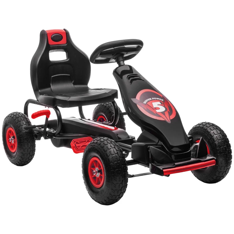 Children's Go-Kart with Pedals and Adjustable Seat, Red and Black - Image 2