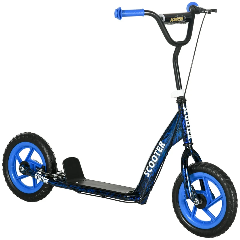 Children's Kick Scooter with Height-Adjustable Handlebar, Brake and Stand, Blue Steel - Image 2