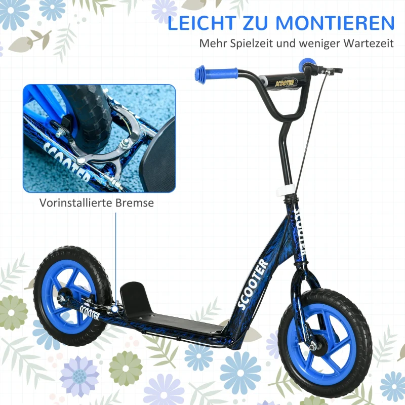 Children's Kick Scooter with Height-Adjustable Handlebar, Brake and Stand, Blue Steel - Image 5