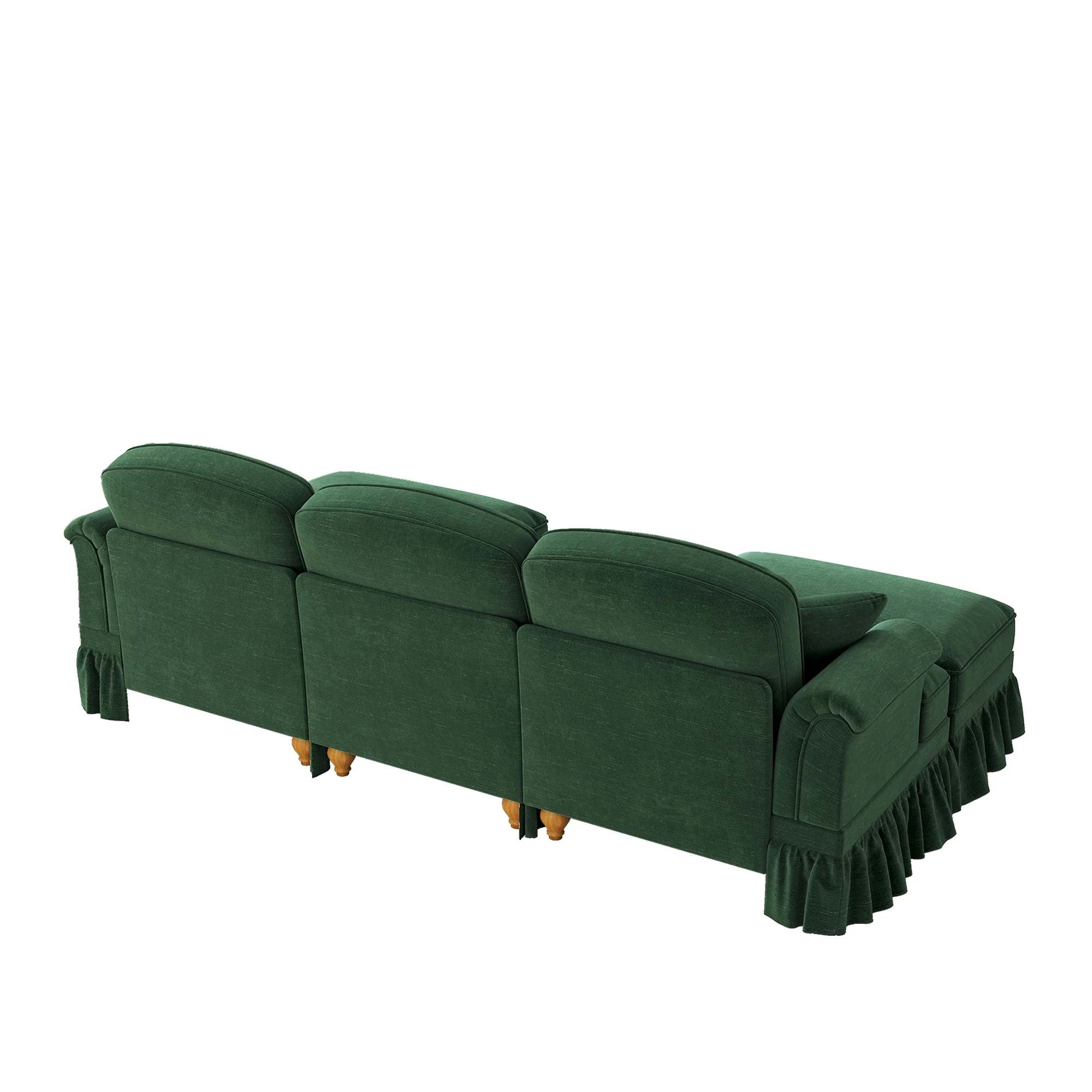 Classic U-Shaped Modular Sofa with Ottoman, Chenille - Green - Image 8