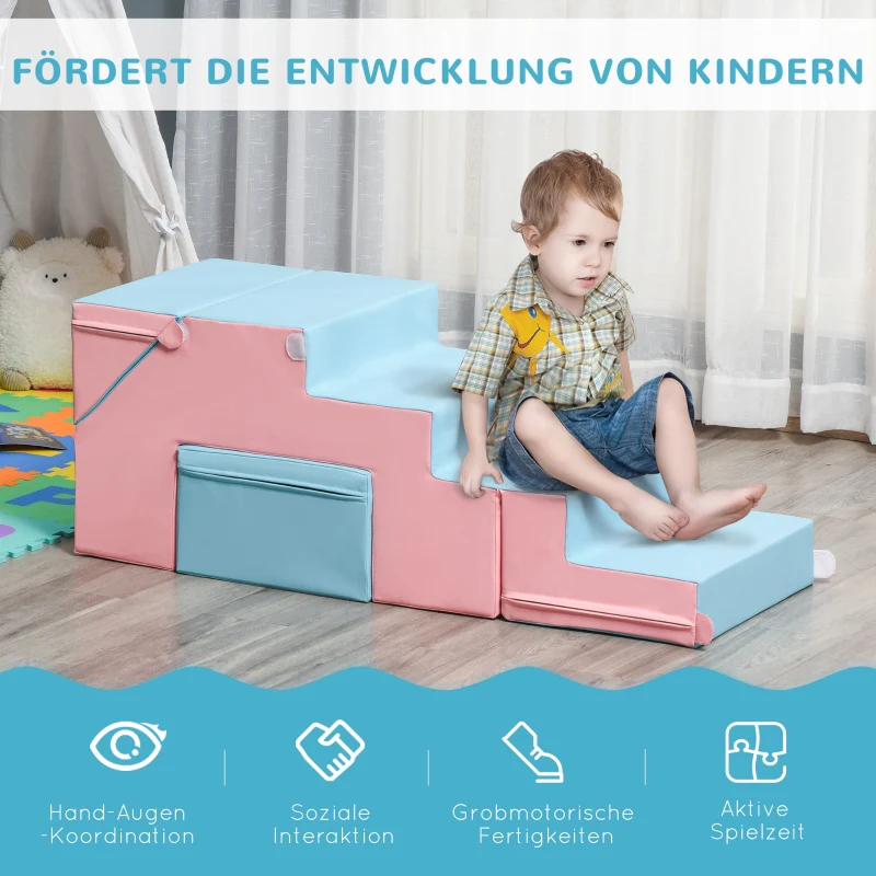 Climbing and Sliding Toy, Motor Skills, Artificial Leather, Pink + Blue - Image 5