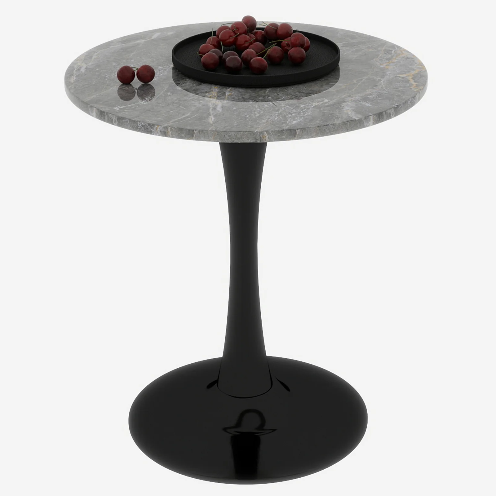 Coffee Table Mid-Century Modern 27.6" Round Marble - Black - Image 4