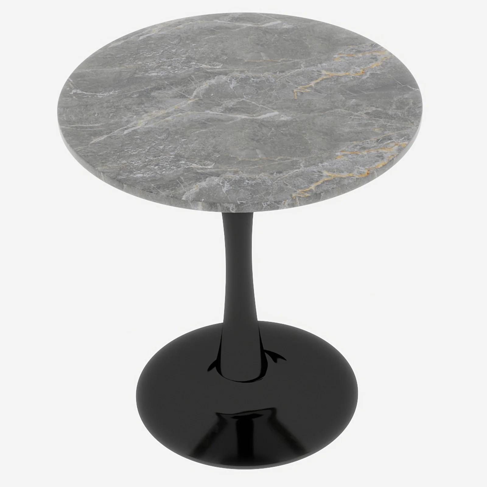 Coffee Table Mid-Century Modern 27.6" Round Marble - Black - Image 5
