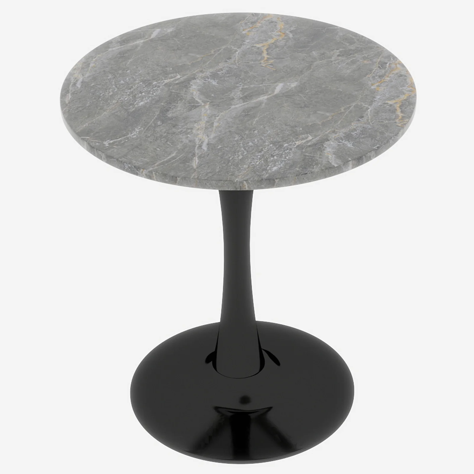 Coffee Table Mid-Century Modern 27.6" Round Marble - Black - Image 7