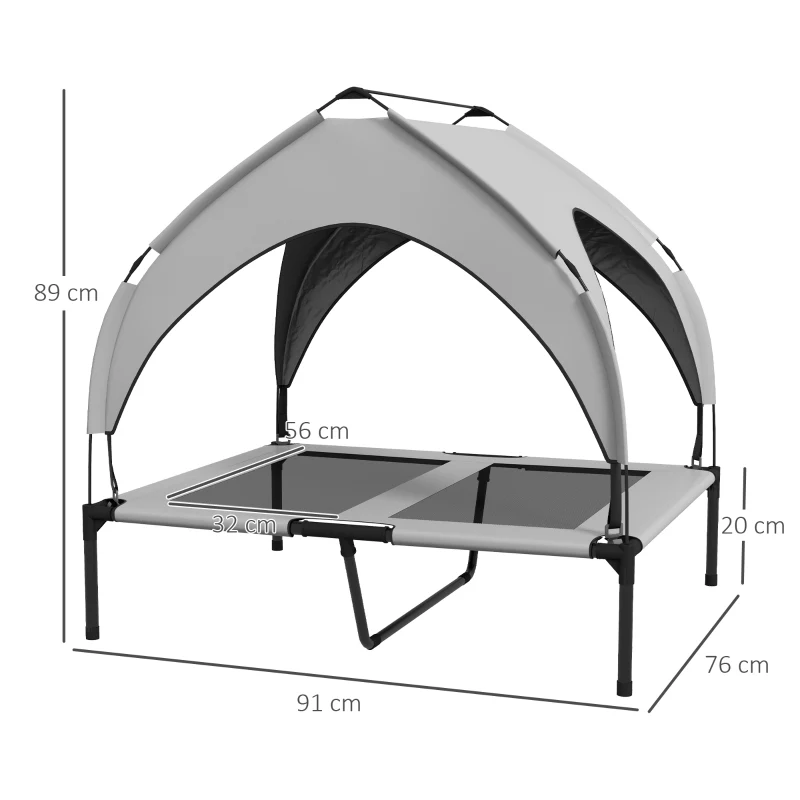 Cooling Raised Pet Bed with Washable Breathable Mesh, for Medium/Large Dogs - Light Grey - Image 3