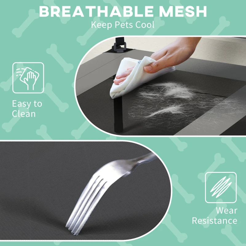 Cooling Raised Pet Bed with Washable Breathable Mesh, for Medium/Large Dogs - Light Grey - Image 6