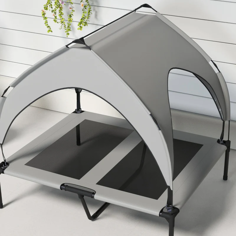 Cooling Raised Pet Bed with Washable Breathable Mesh, for Medium/Large Dogs - Light Grey - Image 8