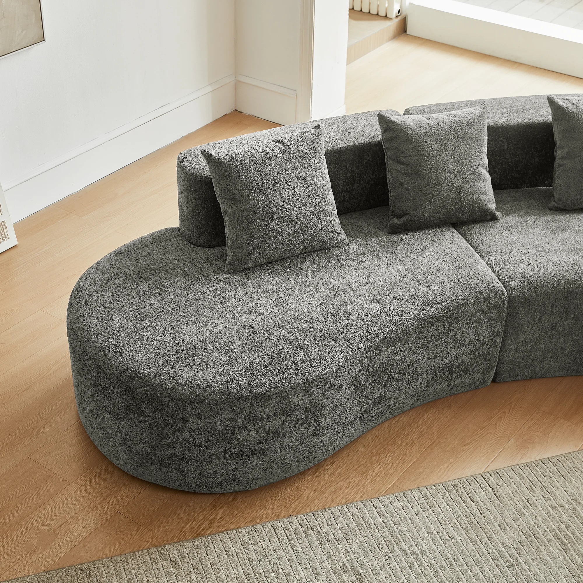 Corner Sofa Modern Curved 3-Seater - Bouclé - Image 10