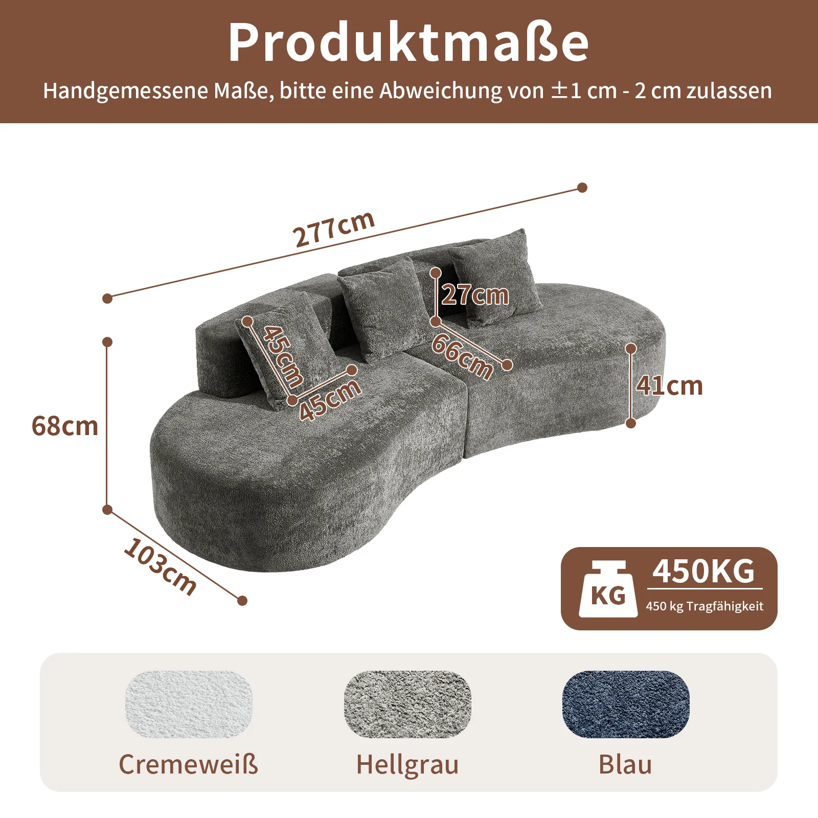 Corner Sofa Modern Curved 3-Seater - Bouclé - Image 2